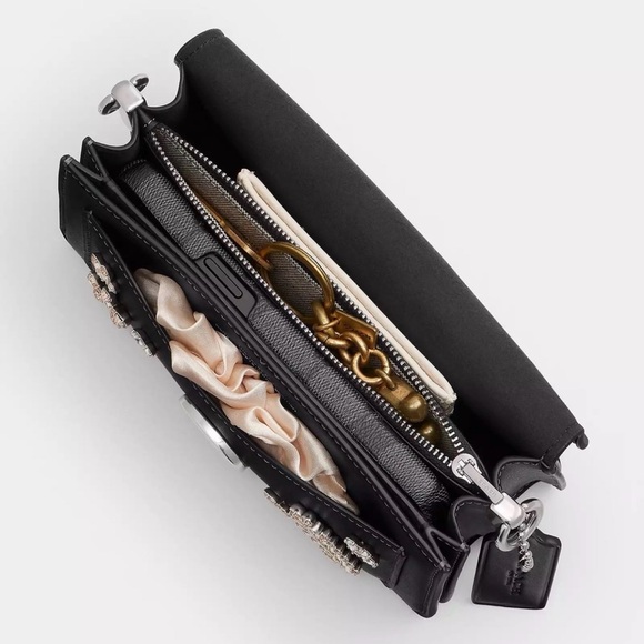 Coach Tabby Shoulder Bag 20 with Crystals Silver/Black Glovetanned Leather NWT - Picture 11 of 16